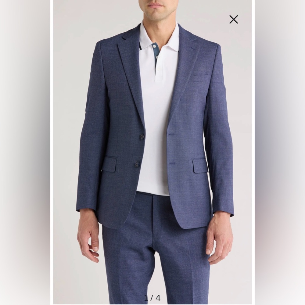 NWT Original Penguin Navy Birdseye Stretch Suit Jacket Size 42R